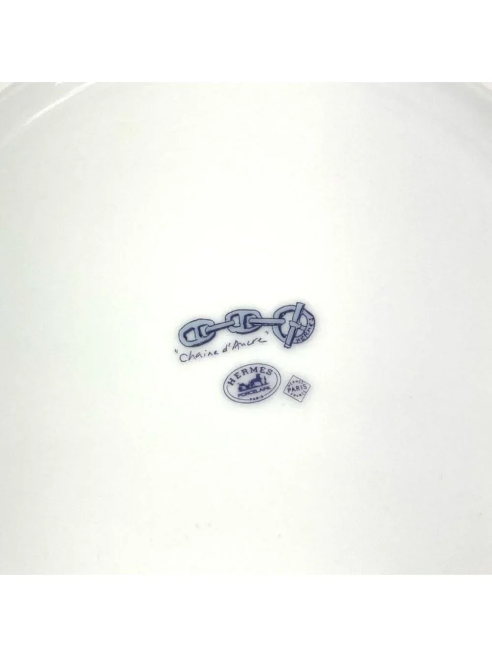 Hermes Plate Chaine D'Ancre Logo Ceramic Blue
